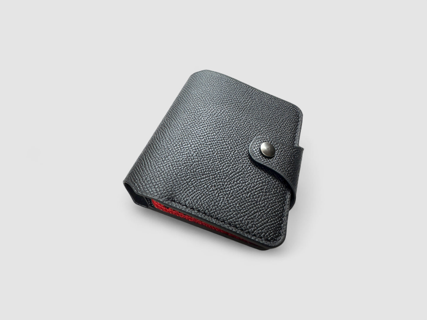 Crimson Noir Snap Button Leather Wallet