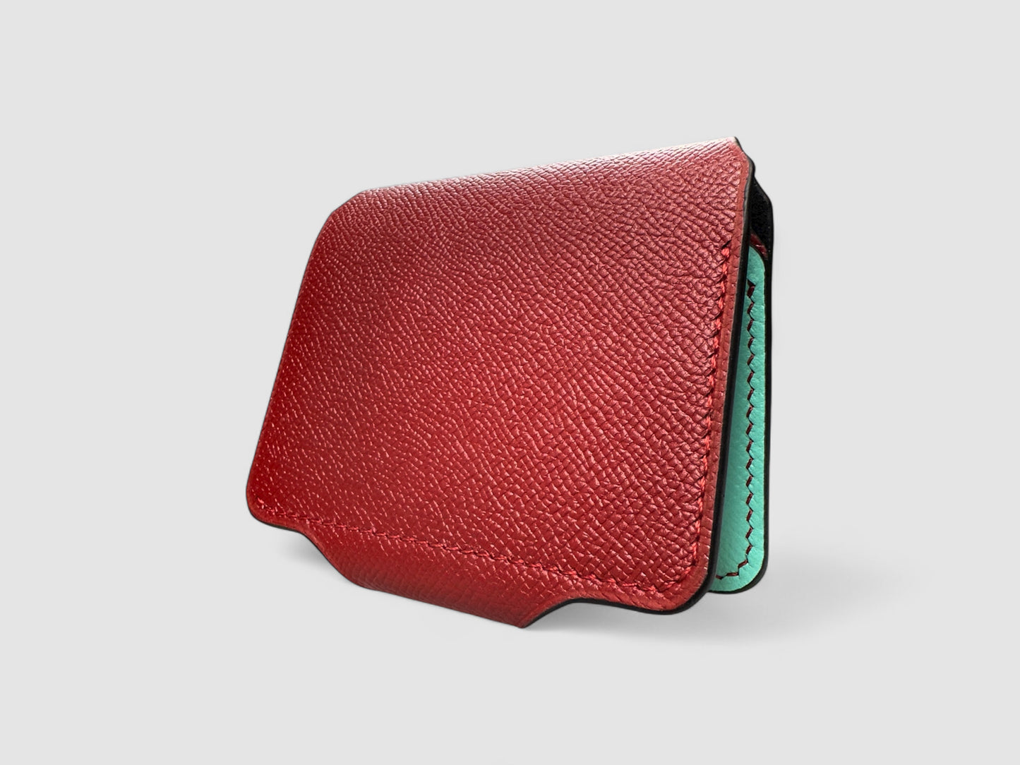 Bordeaux Turquoise Snap Button Leather Wallet