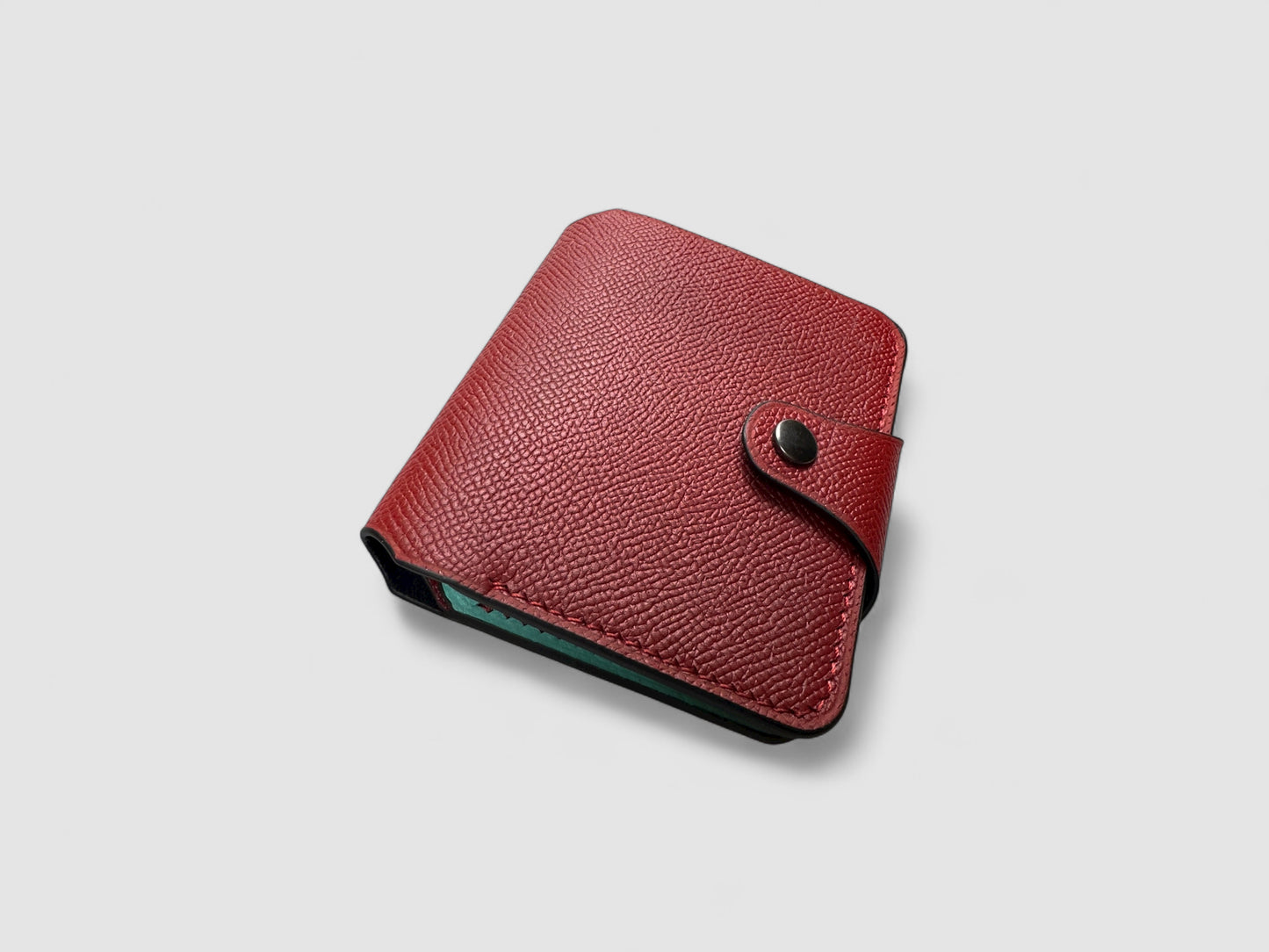 Bordeaux Turquoise Snap Button Leather Wallet
