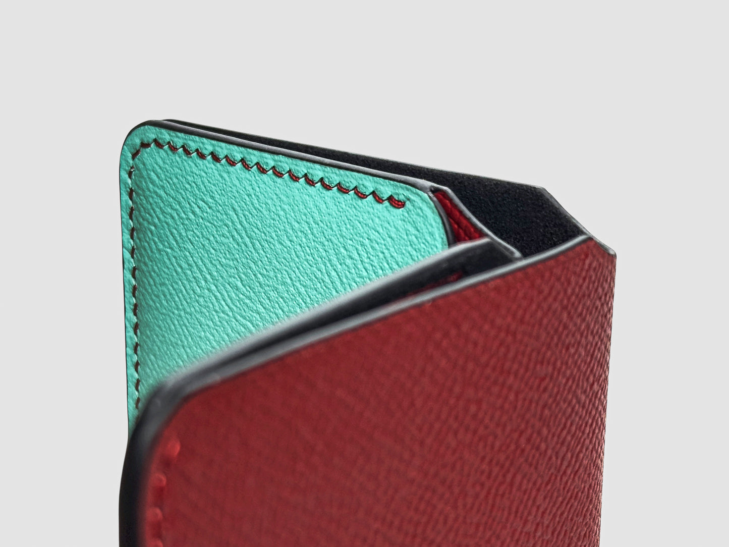 Bordeaux Turquoise Snap Button Leather Wallet