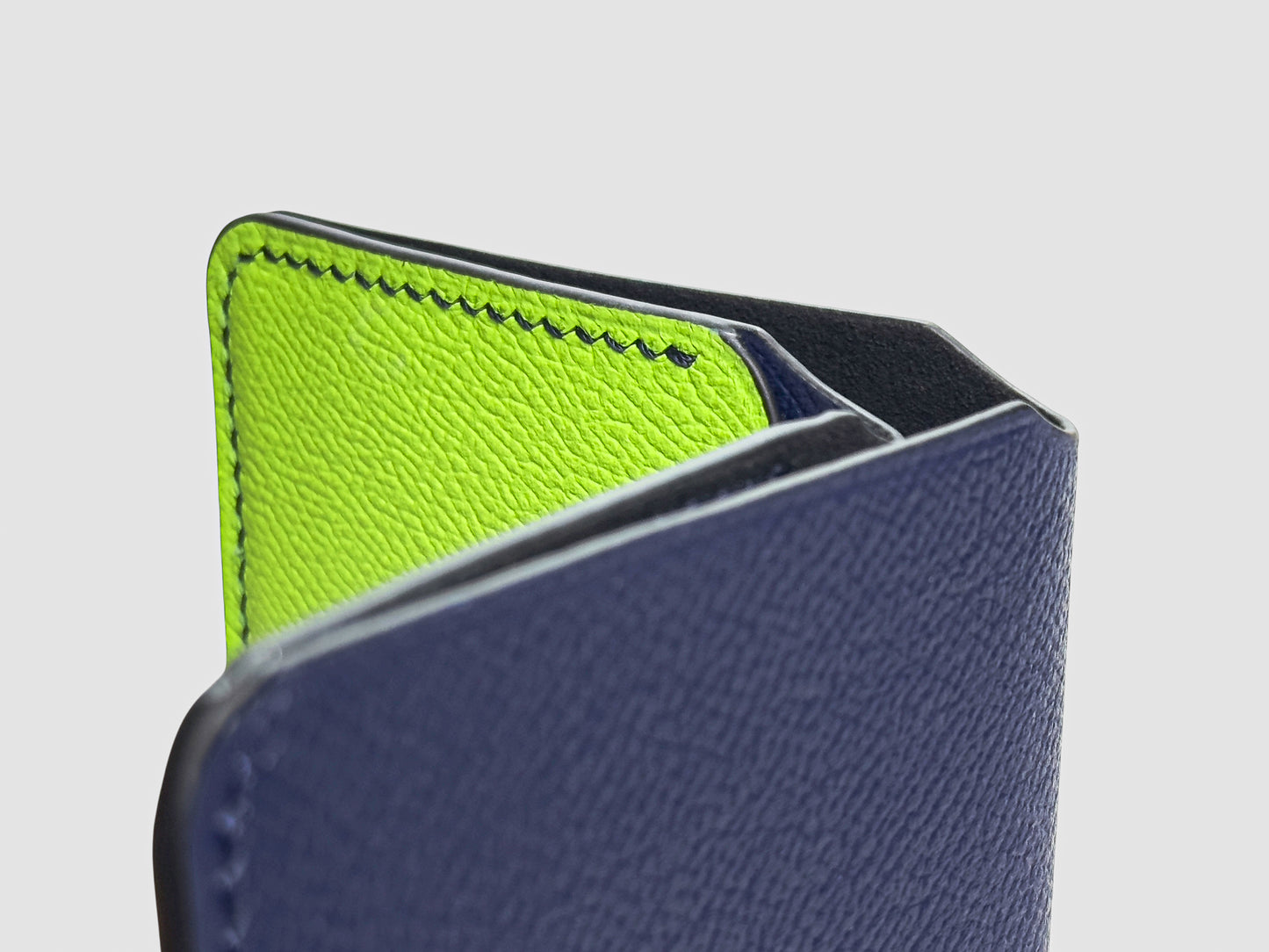 Neon Navy Snap Button Leather Wallet