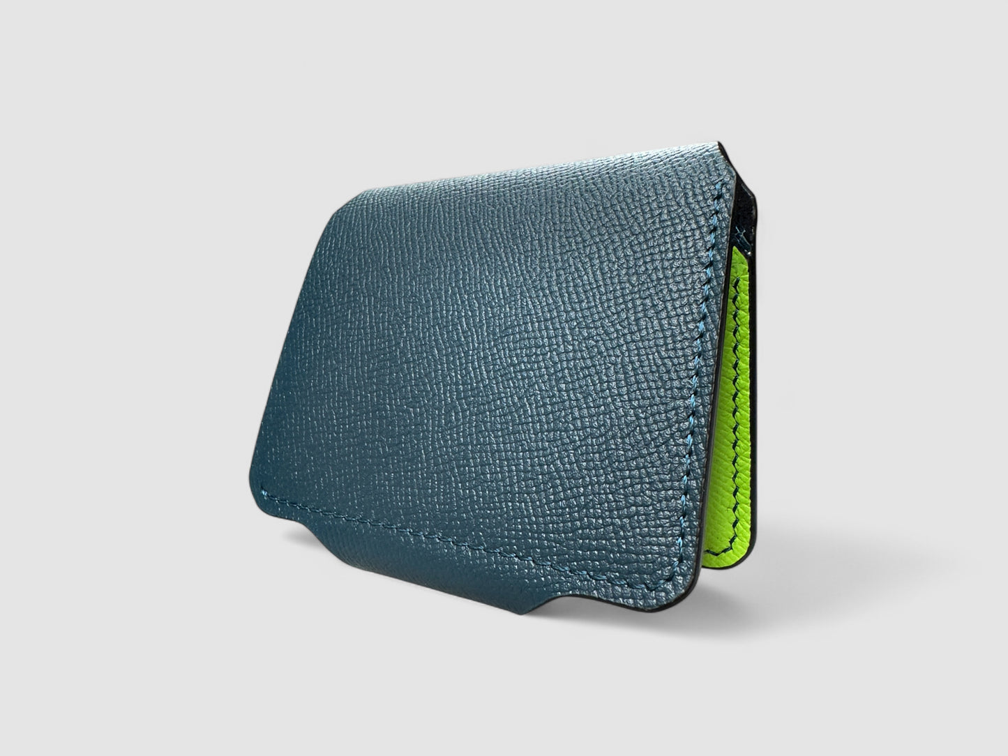 Teal Neon Snap Button Leather Wallet
