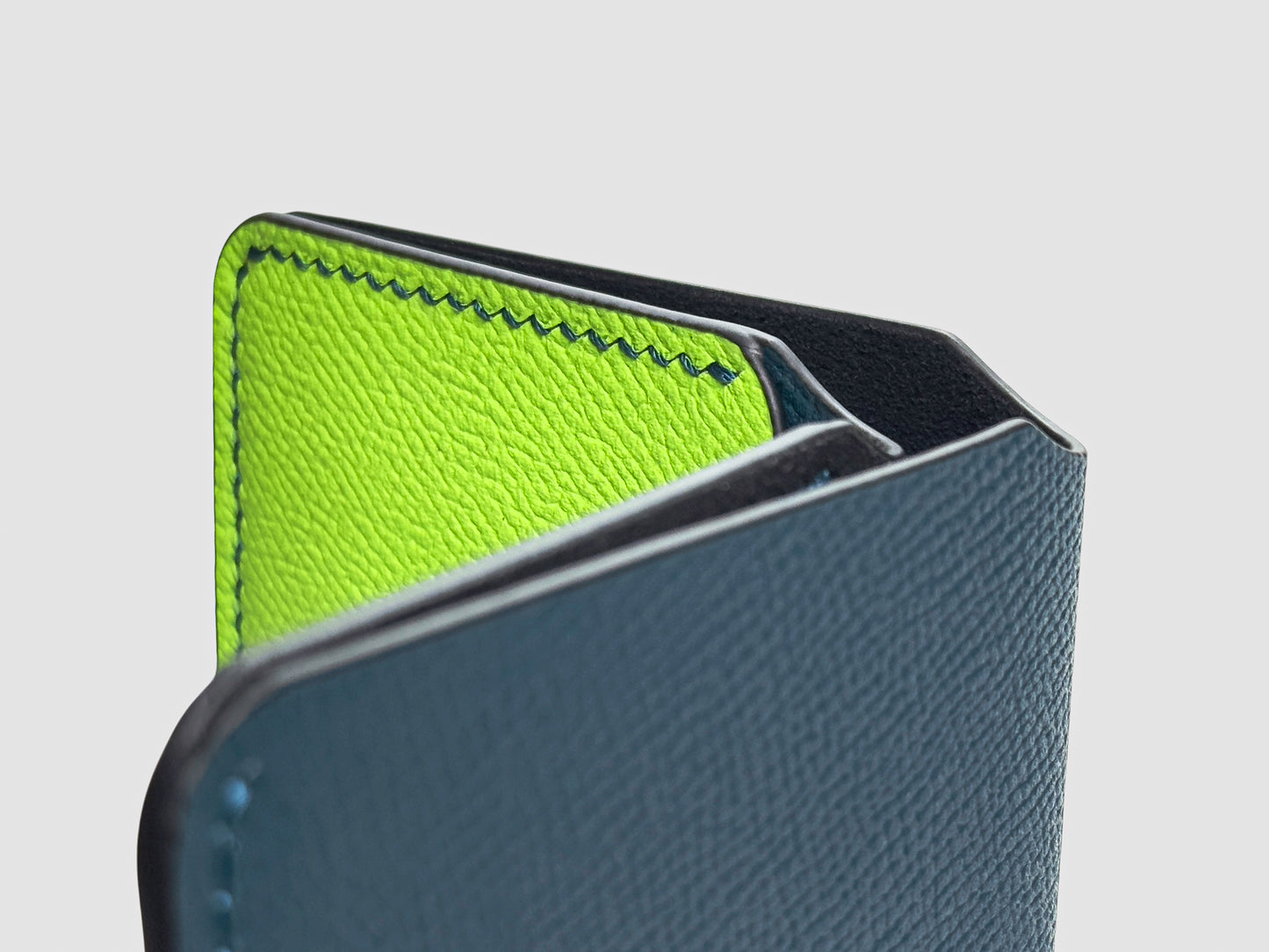 Teal Neon Snap Button Leather Wallet