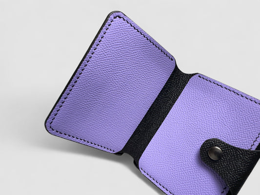 Lavender Noir Snap Button Leather Wallet