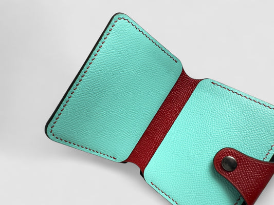 Bordeaux Turquoise Snap Button Leather Wallet