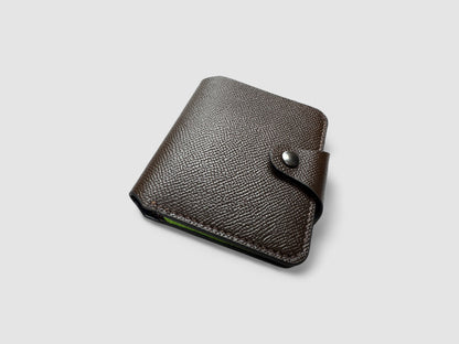 Neon Olive Snap Button Leather Wallet