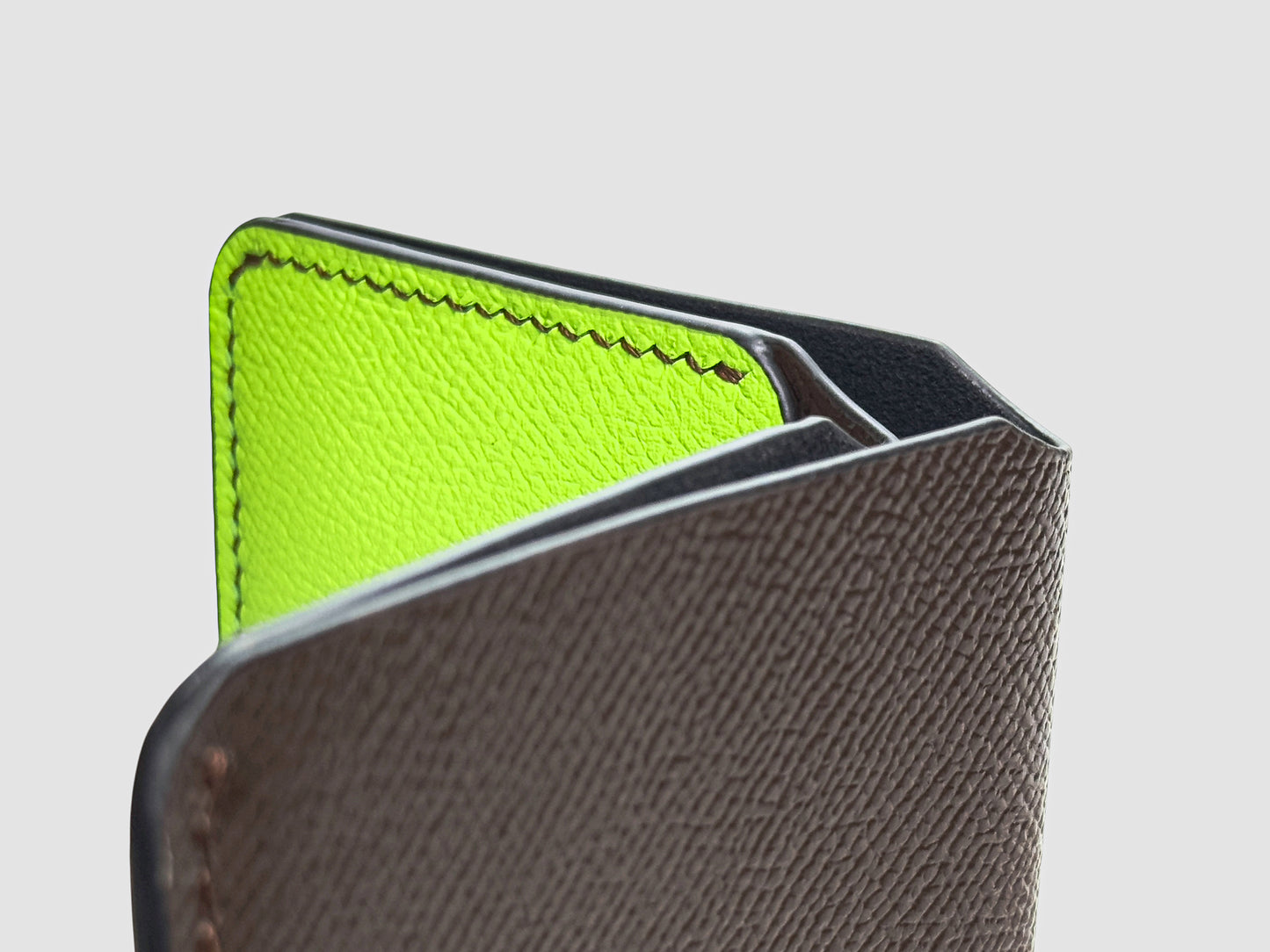 Neon Olive Snap Button Leather Wallet