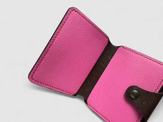 Mocha Rose Snap Button Leather Wallet