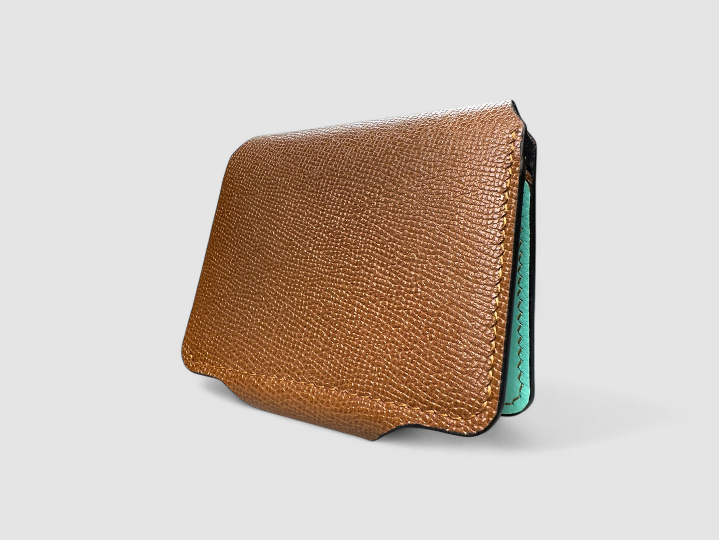 Turquoise Caramel Snap Button Leather Wallet