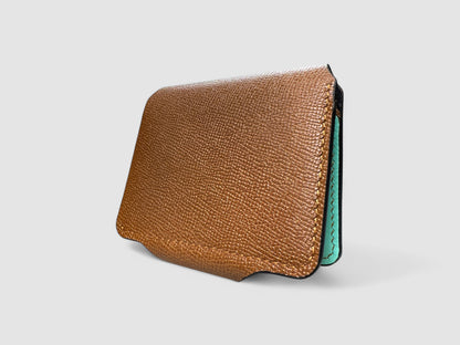Turquoise Caramel Snap Button Leather Wallet