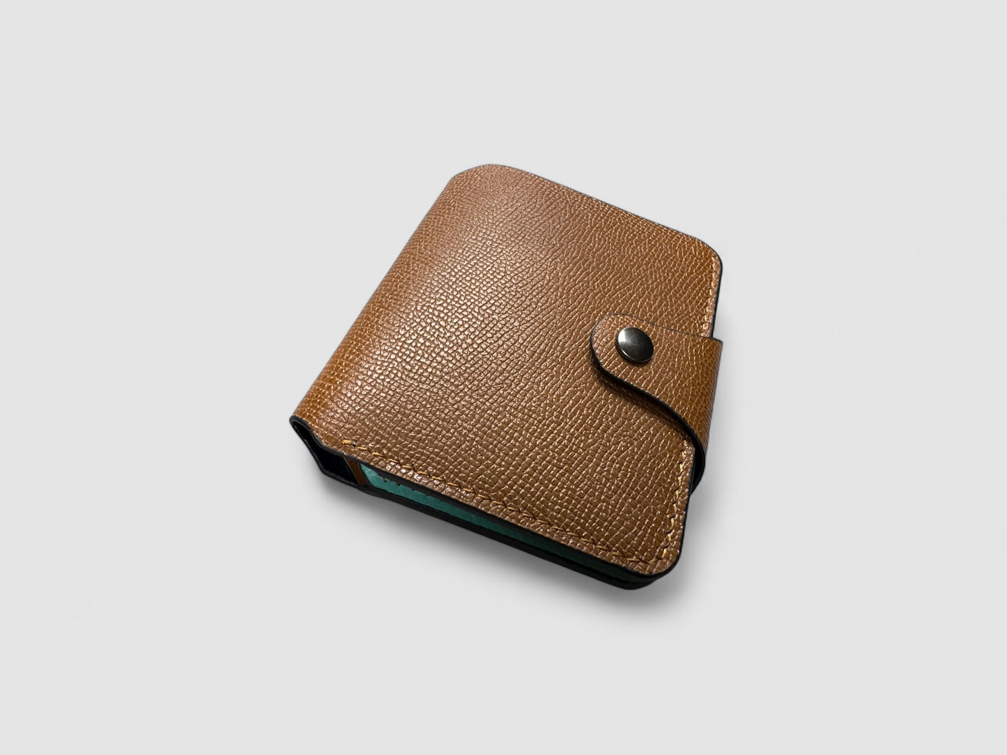 Turquoise Caramel Snap Button Leather Wallet