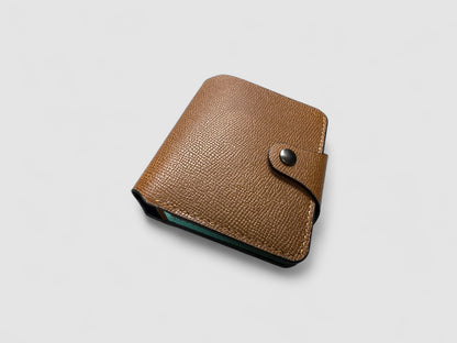 Turquoise Caramel Snap Button Leather Wallet