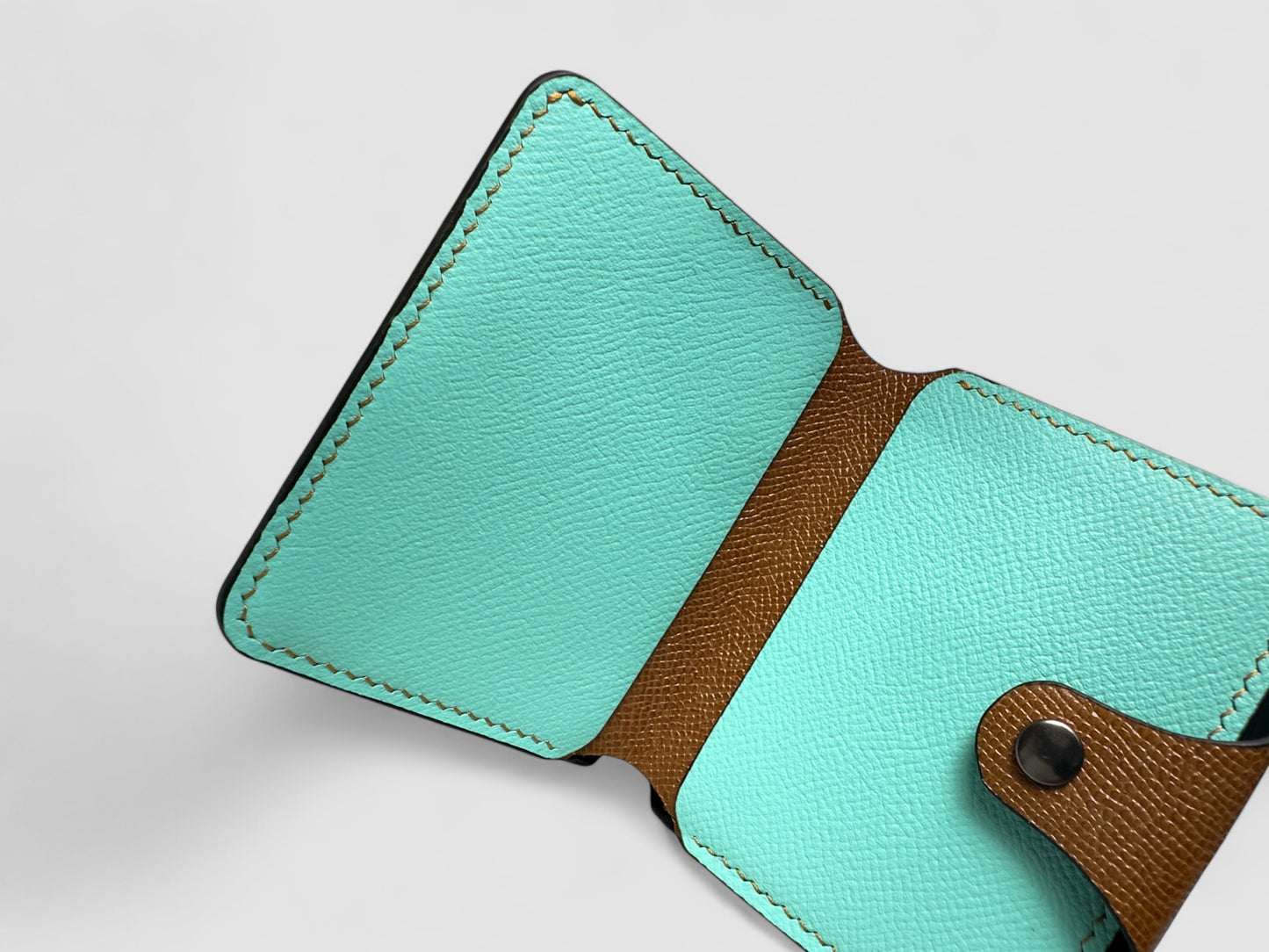 Turquoise Caramel Snap Button Leather Wallet