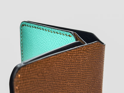 Turquoise Caramel Snap Button Leather Wallet