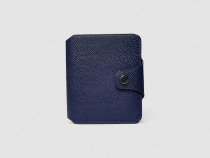 Neon Navy Snap Button Leather Wallet